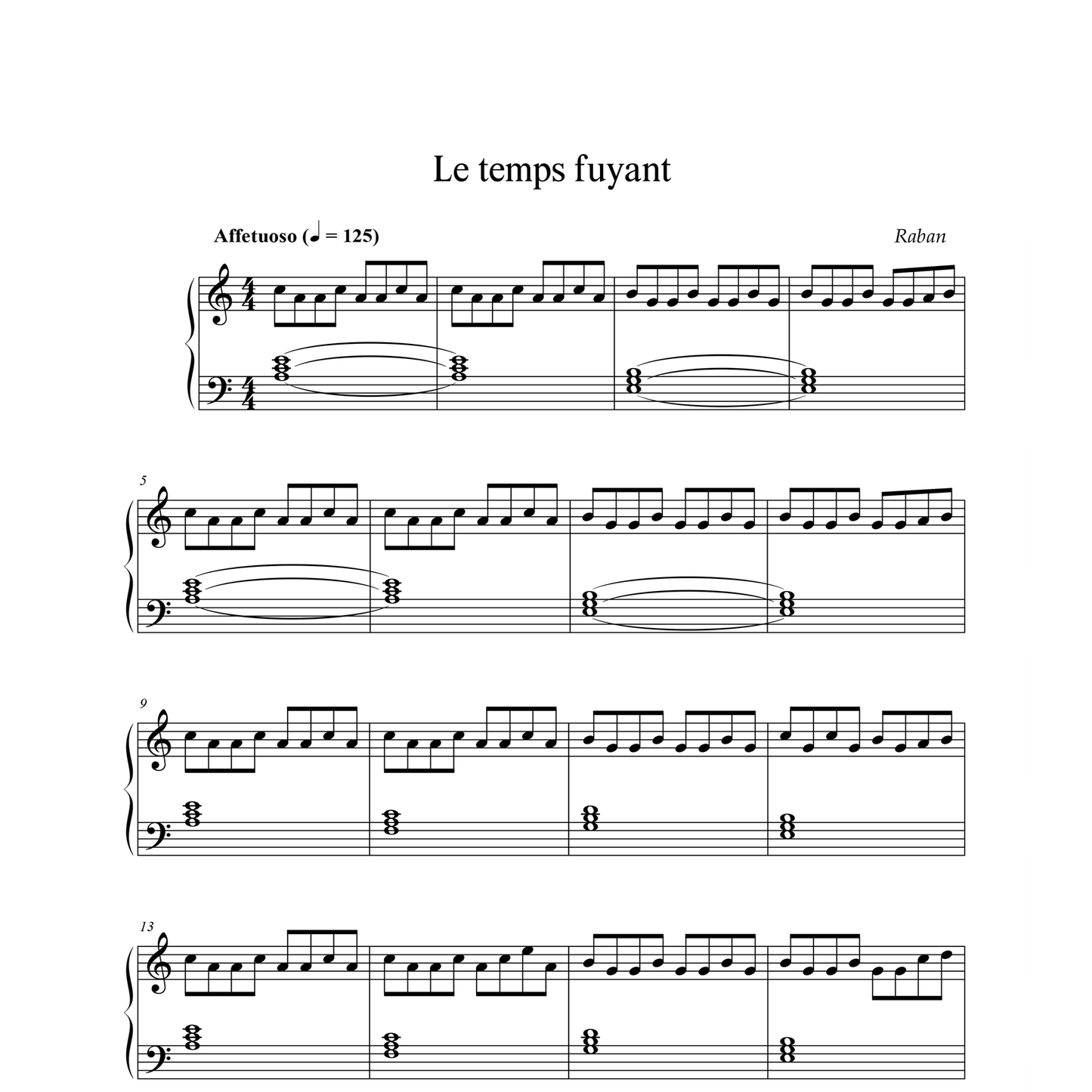 Le temps fuyant - Sheet Music