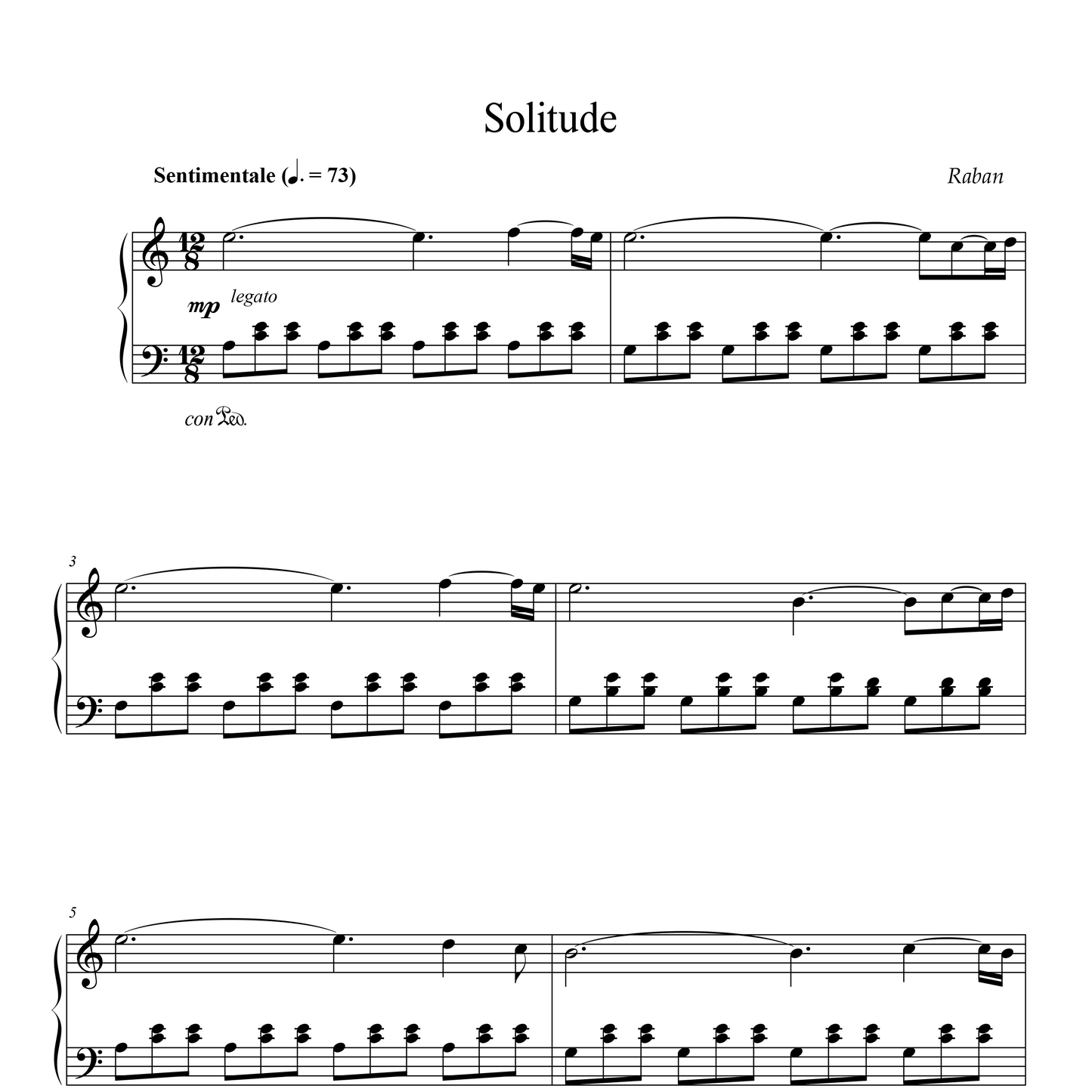 Solitude - Sheet Music