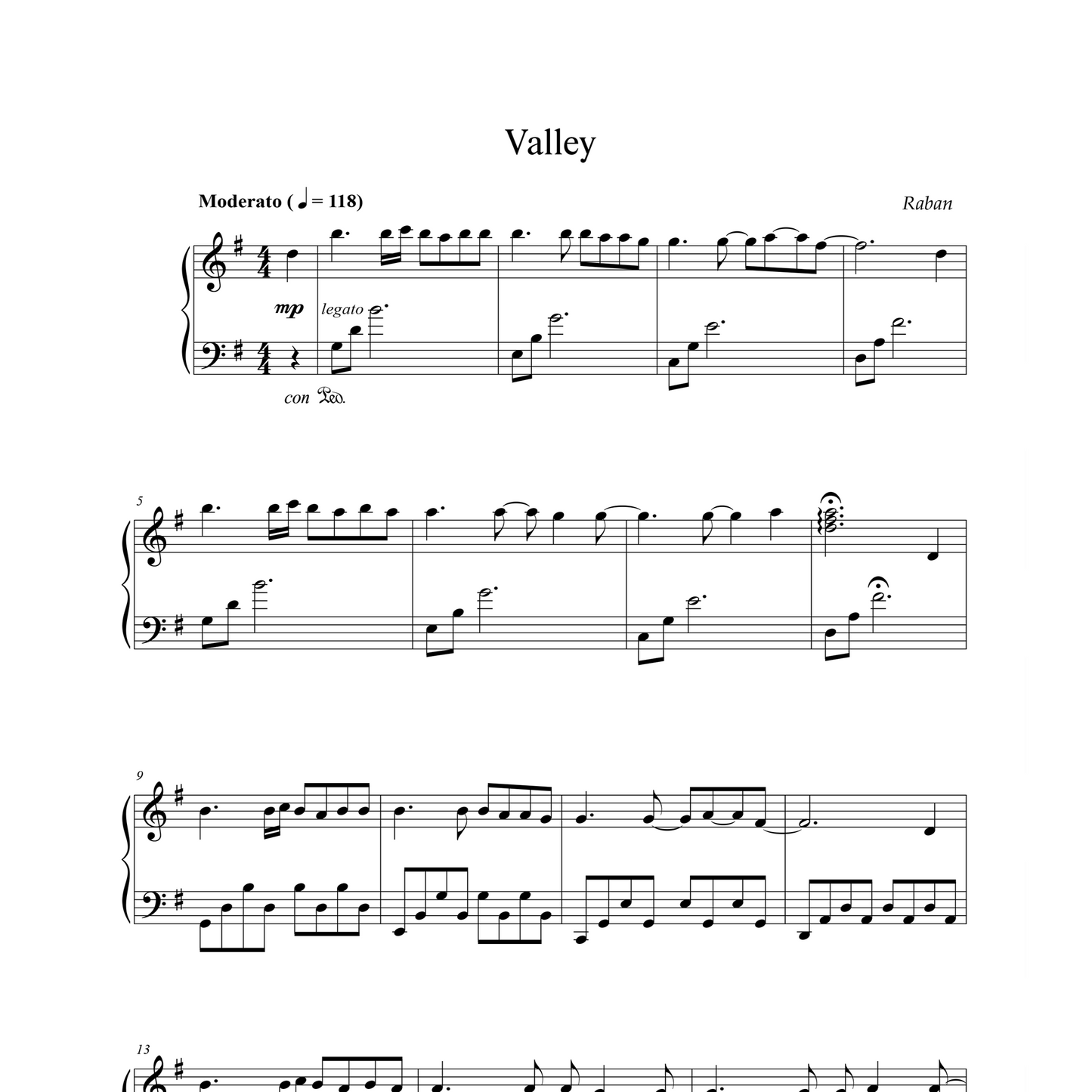 Valley - Sheet Music