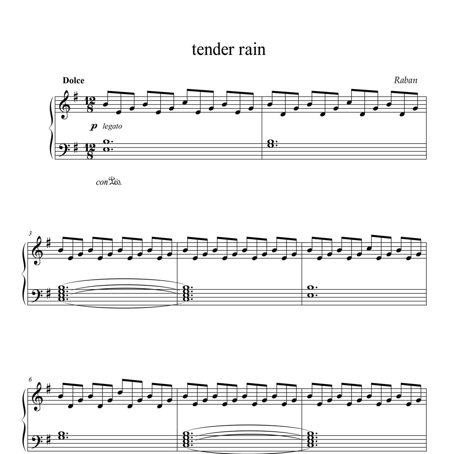 tender rain - Sheet Music
