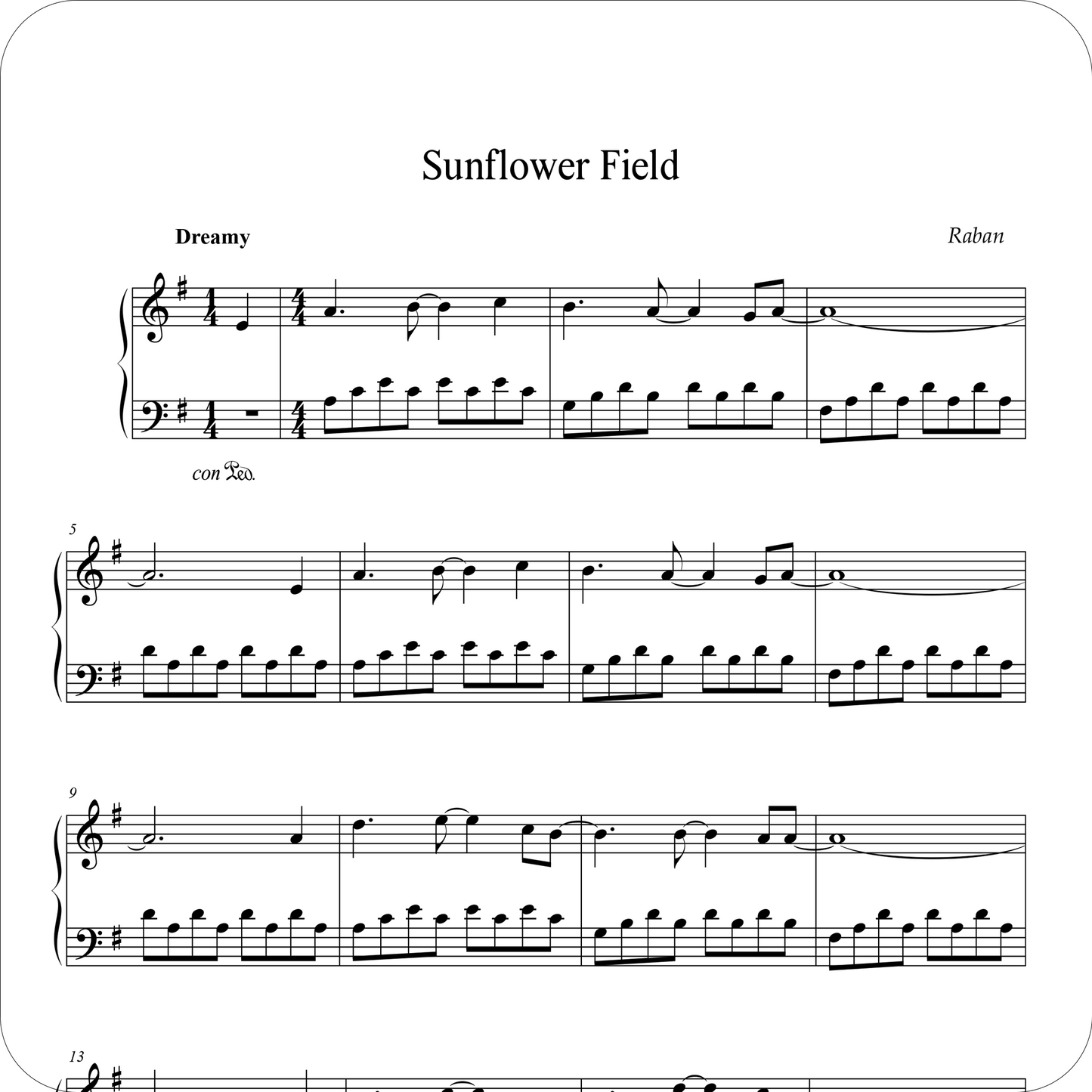 Sunflower Field - Sheet Music
