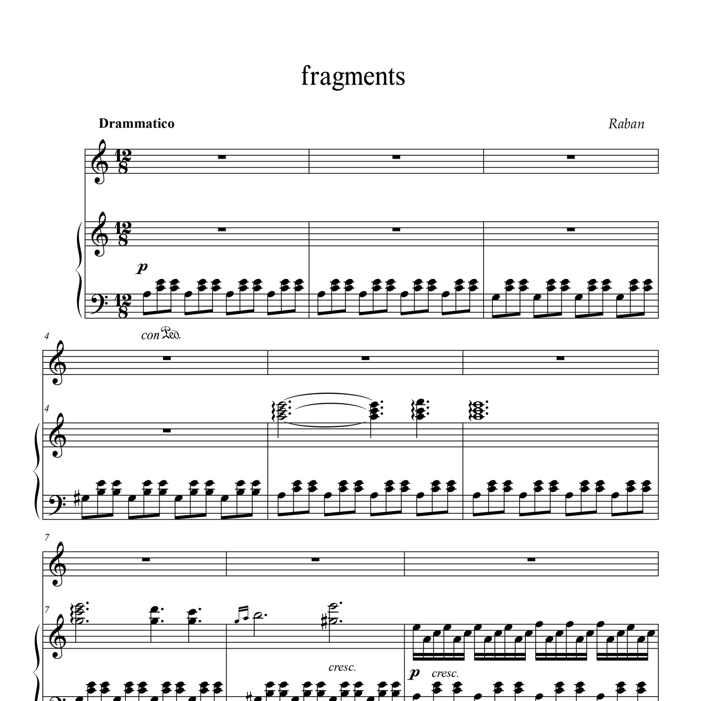 fragments (Piano Version) - Sheet Music