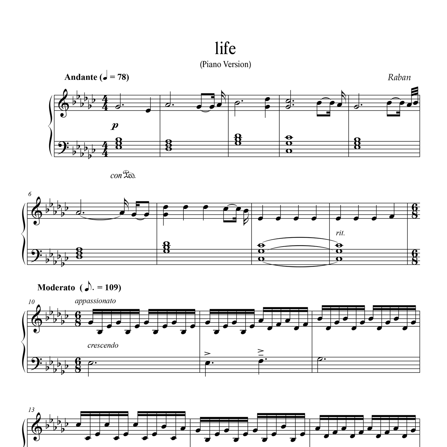 life (Piano Version) - Sheet Music