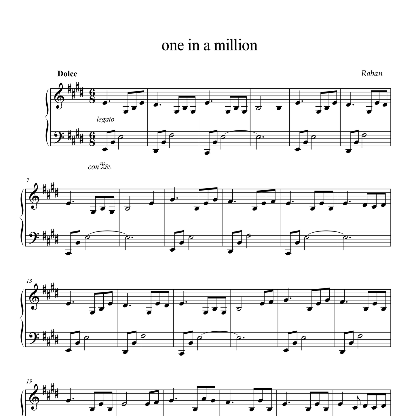 one in a million - Sheet Music