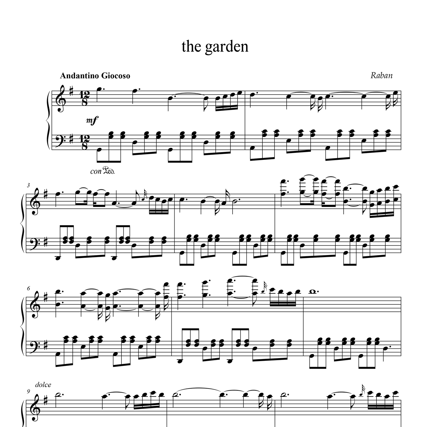 the garden - Sheet Music